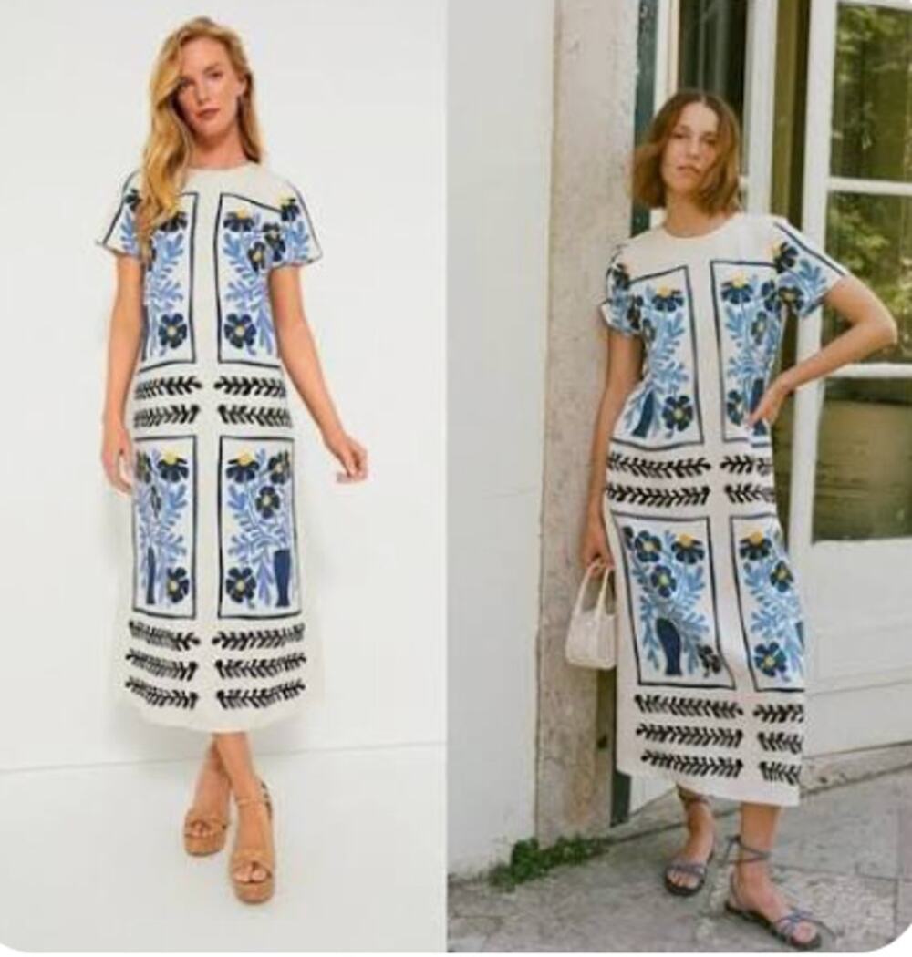 New! Tuckernuck Azure Vases Floral James Maxi Sheath M Dress Coastal Vacation